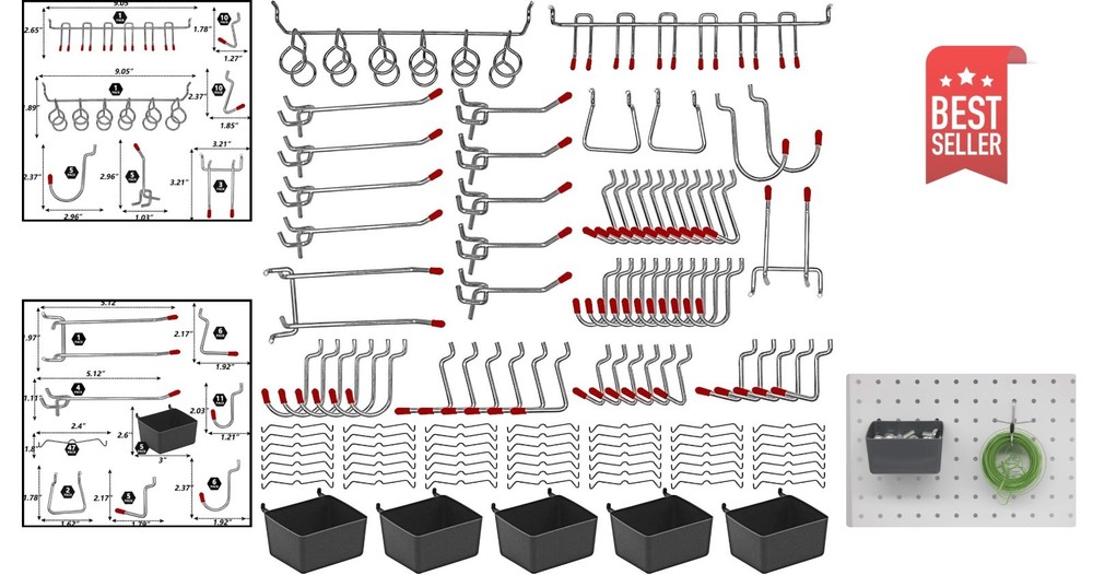 Professional 114-Piece Tool Storage Pegboard Kit with Lockable Features & Bins