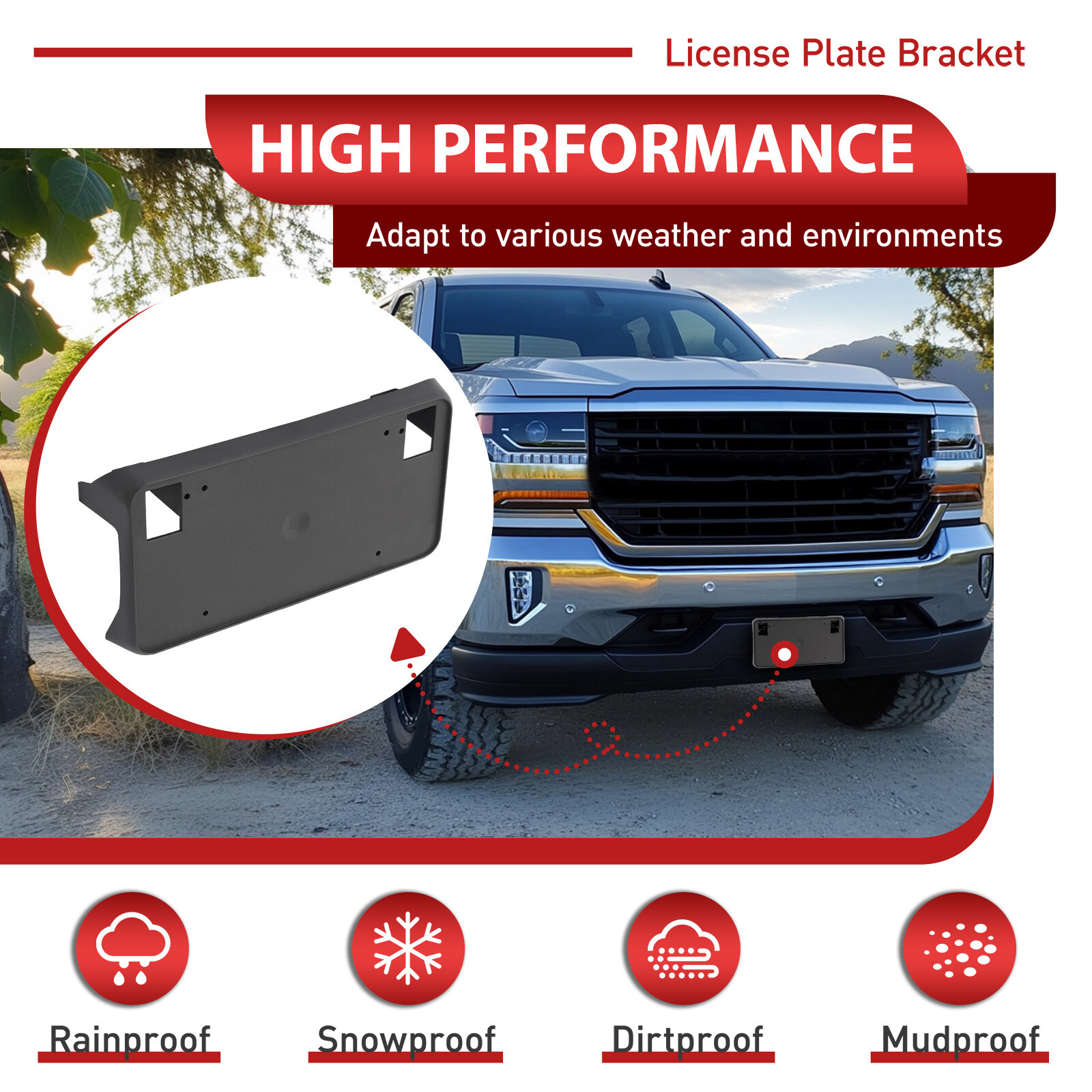 Front License Plate Bracket Mount Holder For Chevy Silverado 1500 2016-2018 2019