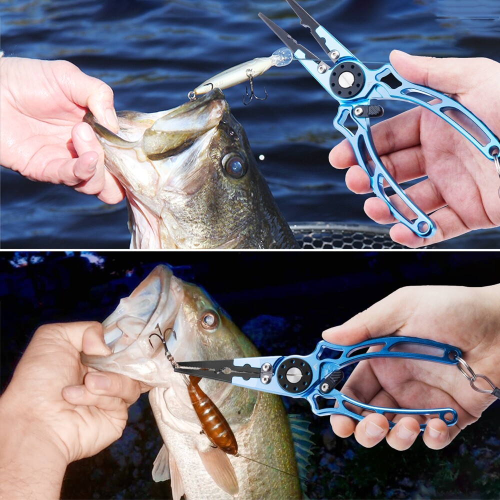 FLISSA 8" Aluminum Fishing Pliers Saltwater Corrosion Resistant Split Ring Plier
