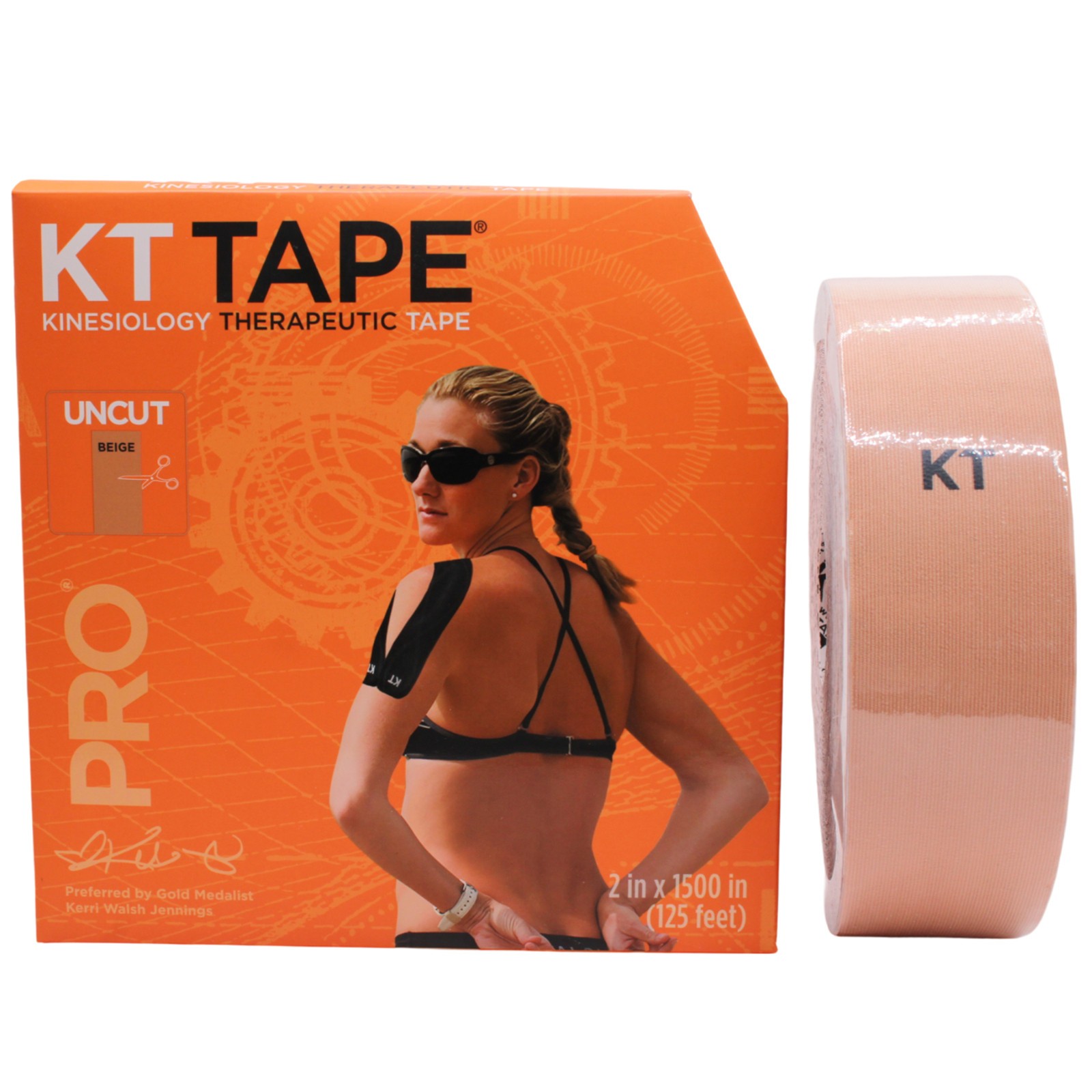 KT Tape PRO Kinesiology Therapeutic Athletic Tape 125ft Uncut Roll Stealth Beige