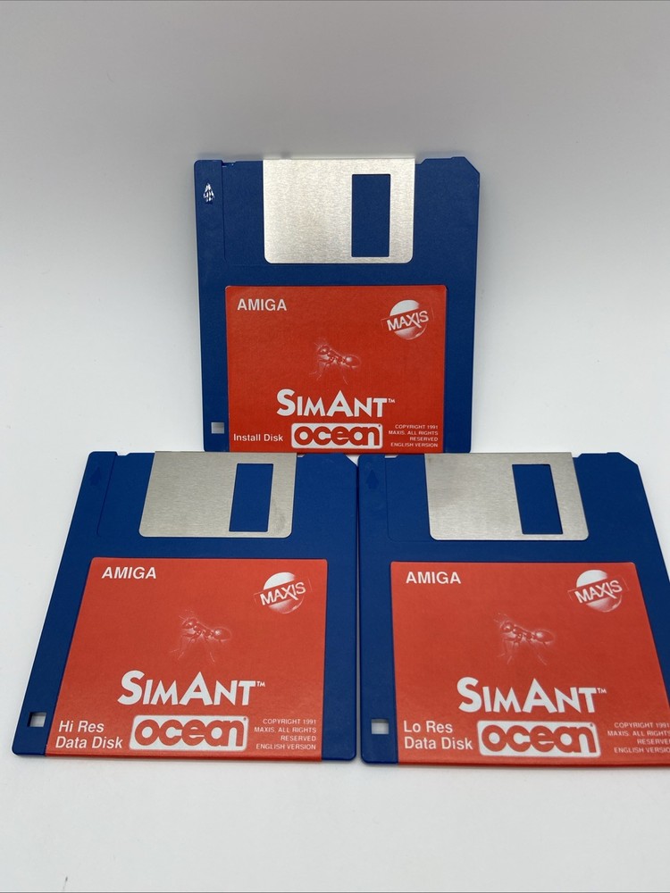 1991 SimAnt Ocean Amiga VYG PC Game Floppy Disk Set Untested