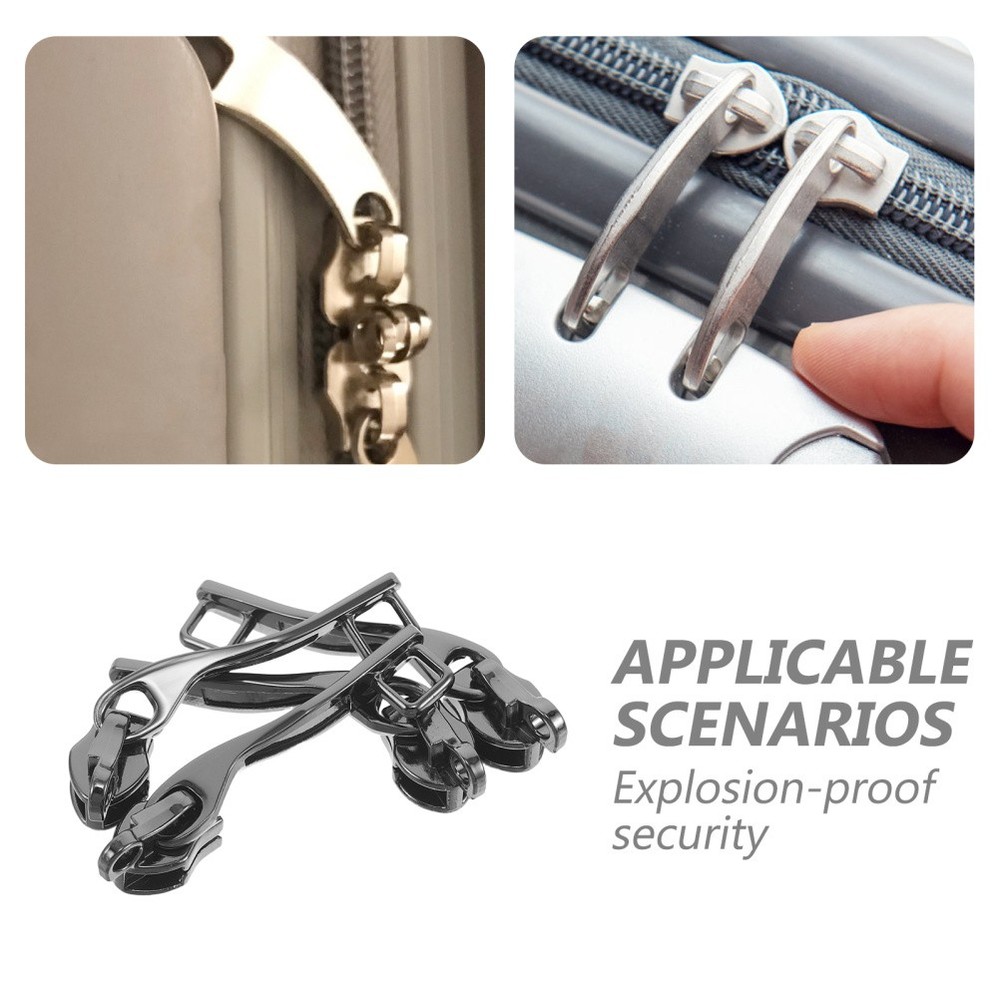 4 PCS Explosion-proof Combination Lock Zipper Double Layer Slider