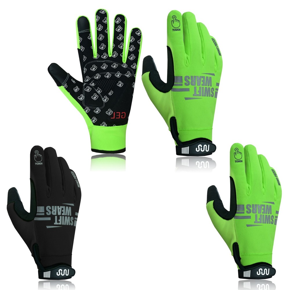 Cycling Gloves Windproof Padded Gel Touchscreen Full Finger Bike Sofshell Mitten
