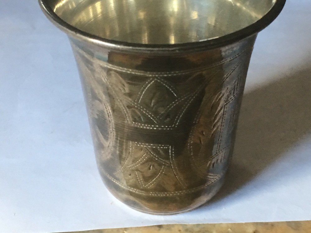 ANTIQUE RUSSIAN 84 SILVER BEAKER VODKA CUP