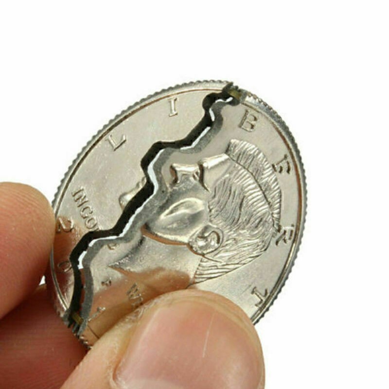 Creative Mouth Close-Up Magic Bite Out Quarter Magic Trick & Restored Half