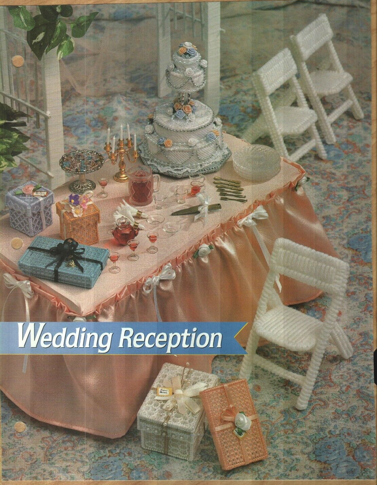 NEW WEDDING RECEPTION CAKE & TABLE ANNIE'S PLASTIC CANVAS PATTERN INSTRUCTIONS