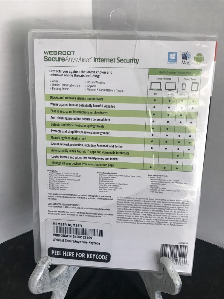 NEW SEALED Webroot SecureAnywhere Internet Security Antivirus CD Software PC Mac