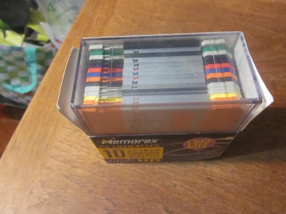 Memorex 3.5" HD Computer Floppy Disks Sealed 10 Pack Colored Diskettes
