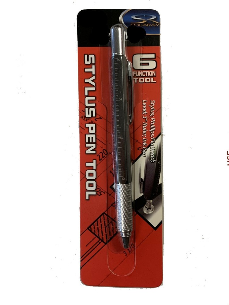 6 Muli-Function Stylus Pen Tool Featuring Ruler, Level, Ink Pen, Screwdriver