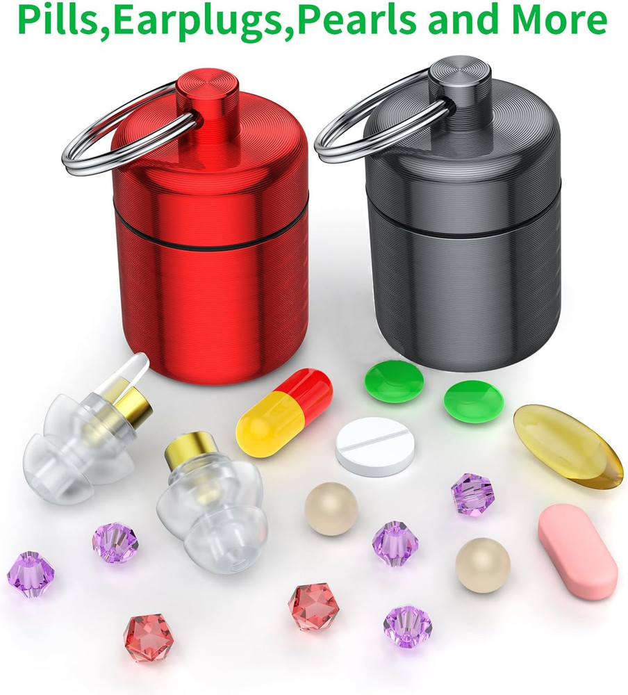 Ear Plug Carrying Case Keychain(2 Pack), Small Waterproof Metal Earplug Case Ear