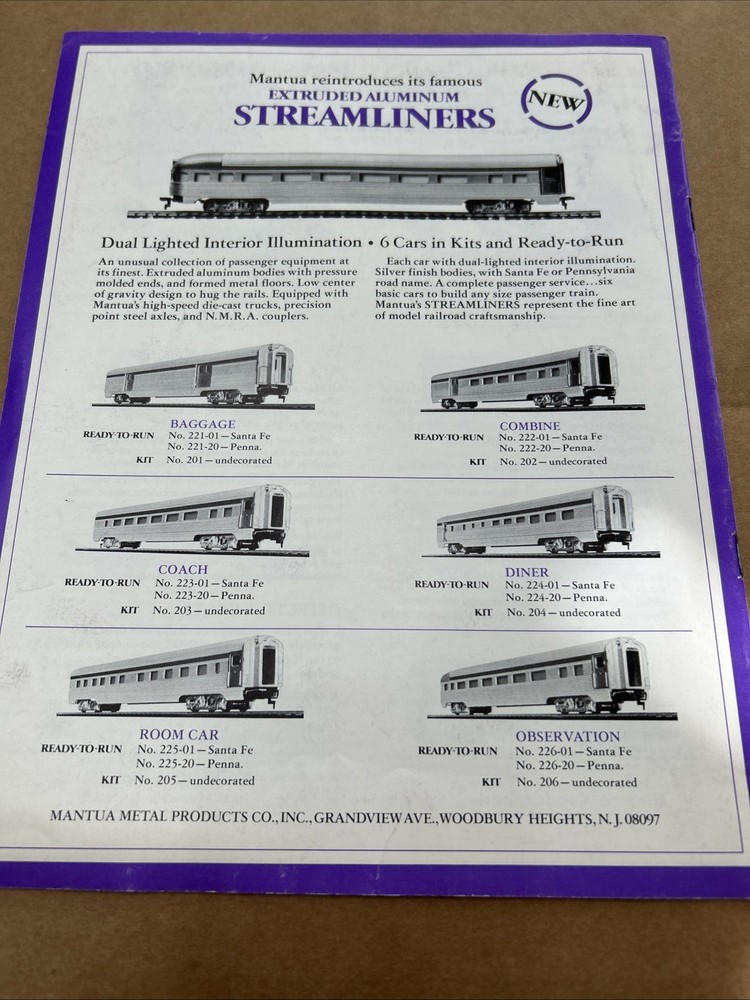 1979 MANTUA PRECISION HO SCALE MODEL TRAIN CATALOG