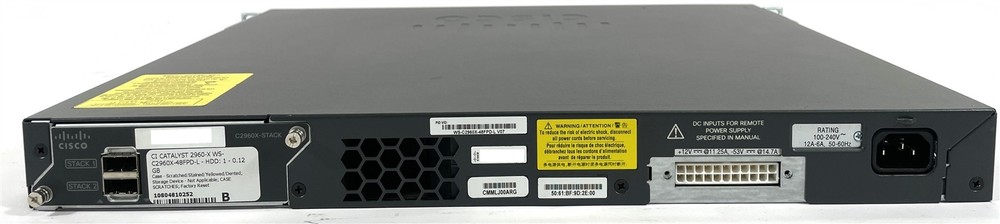 Cisco WS-C2960X-48FPD-L 48-Port Gigabit PoE+ Switch w/ Stack Module & Brackets