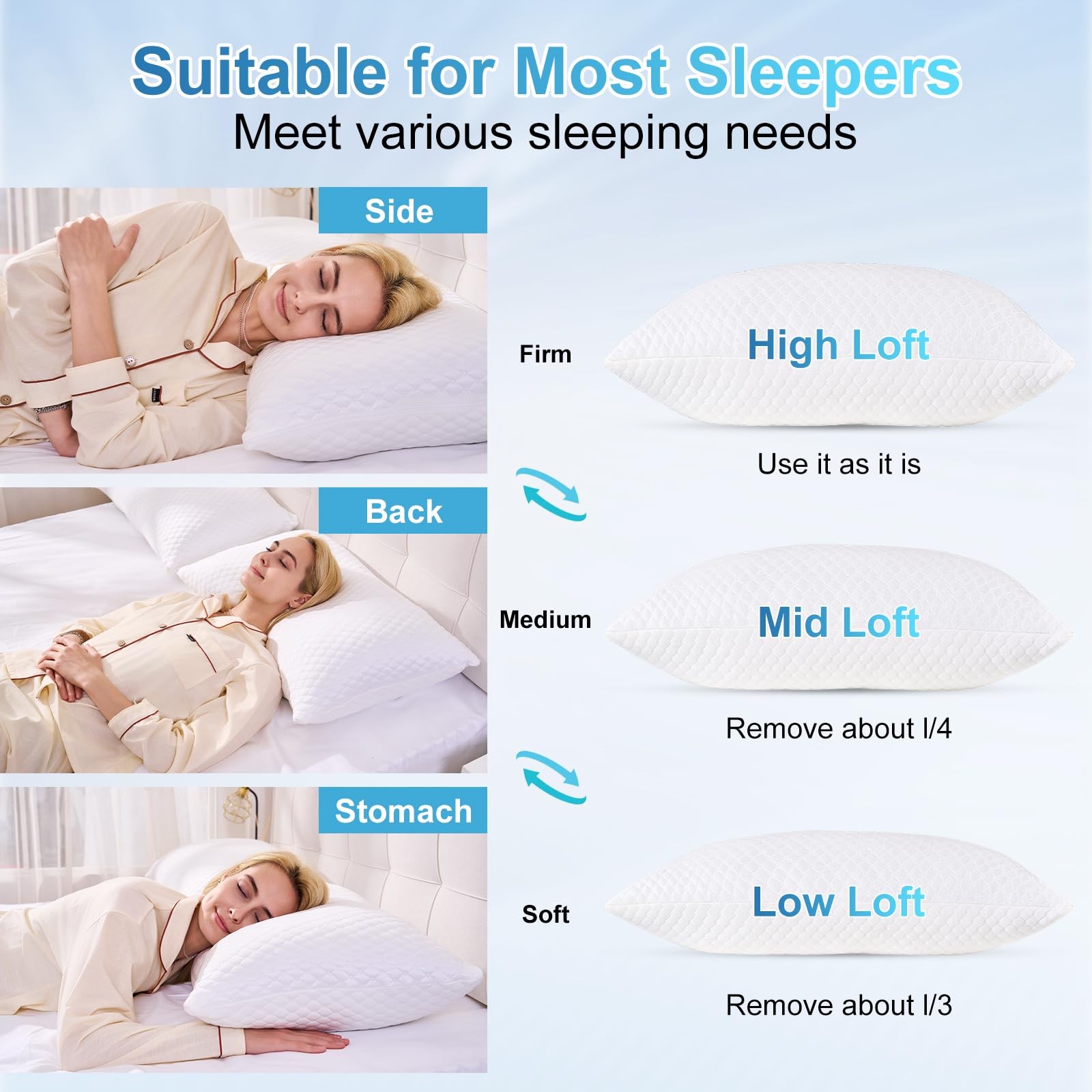 NTCOCO Cooling Bed Pillows King Size Pack of 2 for Sleeping Shredded Memory Foam