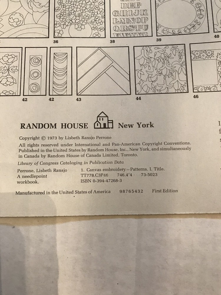 Lisbeth Perrone's First Edition 1973 Needlepoint Workbook Spiral Bound Oversized