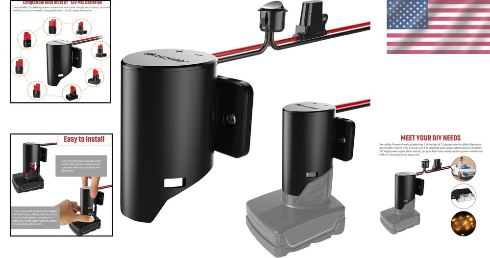 Durable 12V Battery Adapter with Switch for Enhanced Toy Performance & Safety
