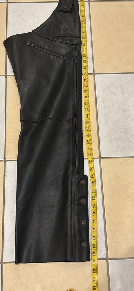 HUGGER Vintage Black Leather Chaps Size Large