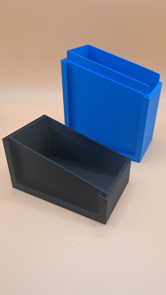 3d Printed Standard 60 Card Deck Box (Black Top Blue Bottom)