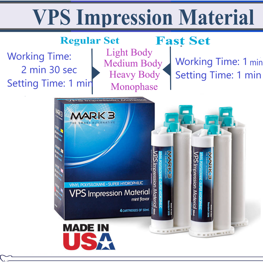 MARK3 Heavy Body Fast Set VPS Impression Material Medium Body Regular Set 50Ml