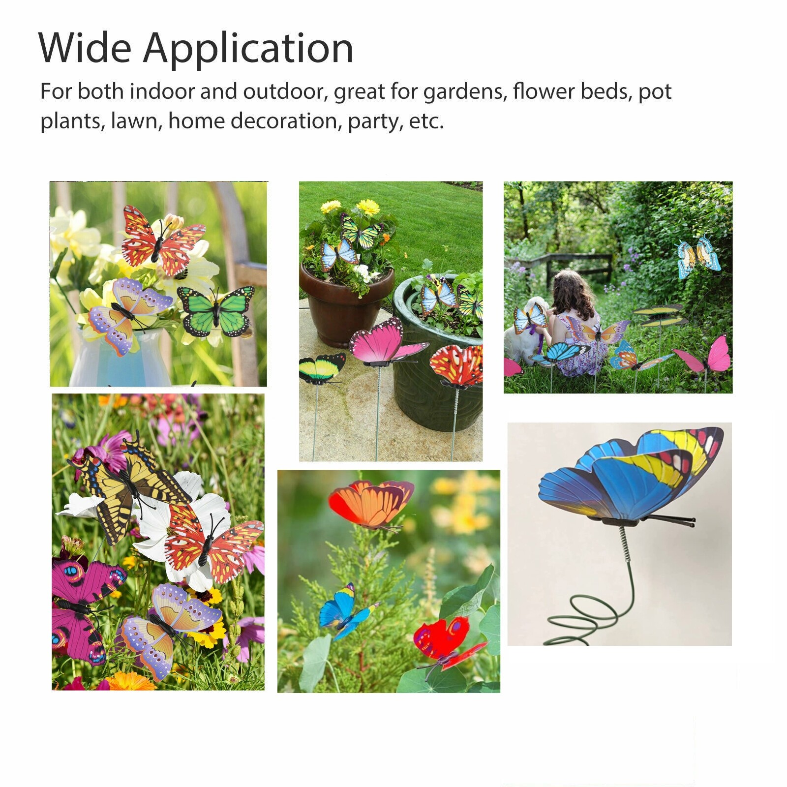 50Pcs Butterfly Stakes Outdoor Yard Planter Flower Pot Bed Garden Decor Yard Art