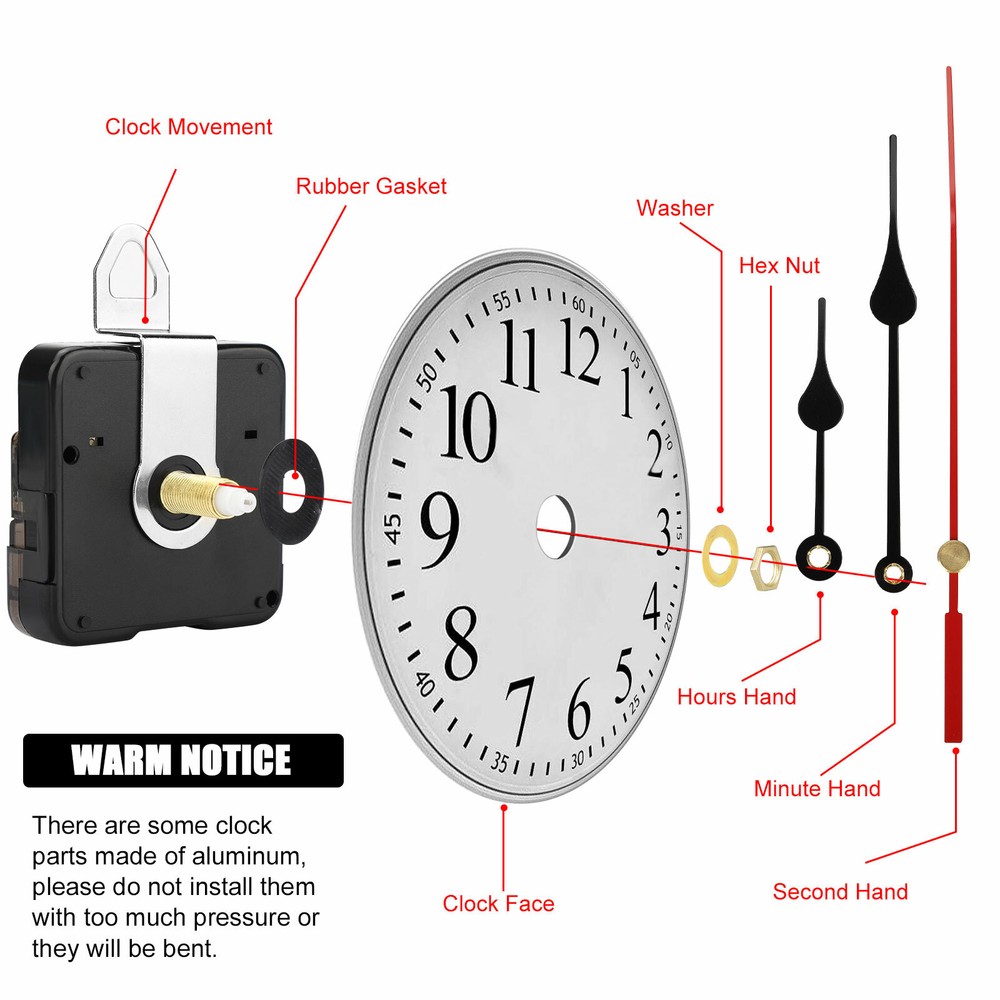 Replacement Silent Quartz Clock Movement Mechanism Battery Powered Hand Tool Kit