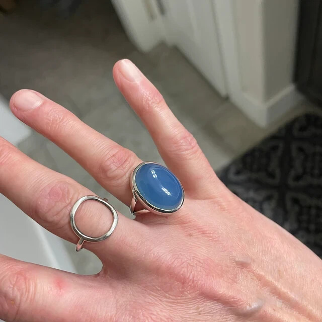 Beautiful Blue Chalcedony Ring 925 Sterling Silver Healing Stone Ring Boho Ring