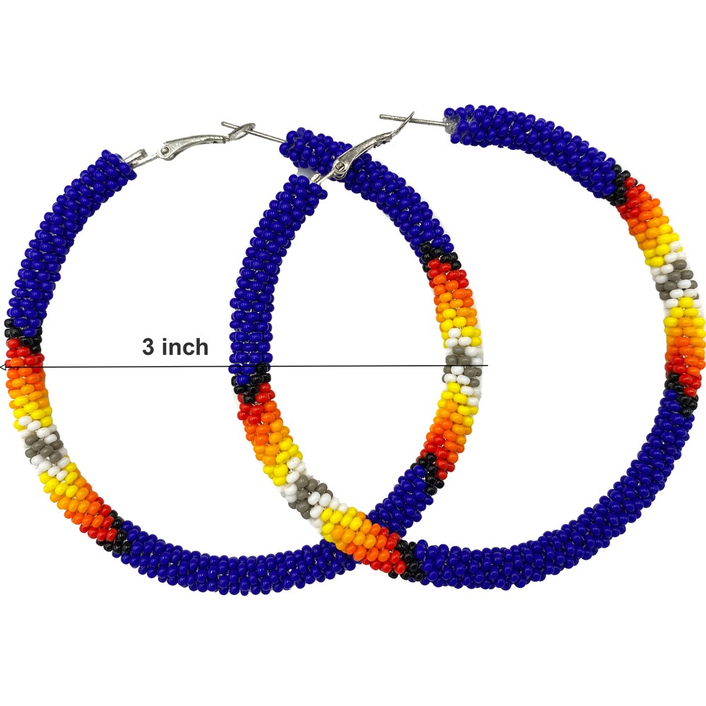 Handmade beaded Deep Blue Lever back Hoops