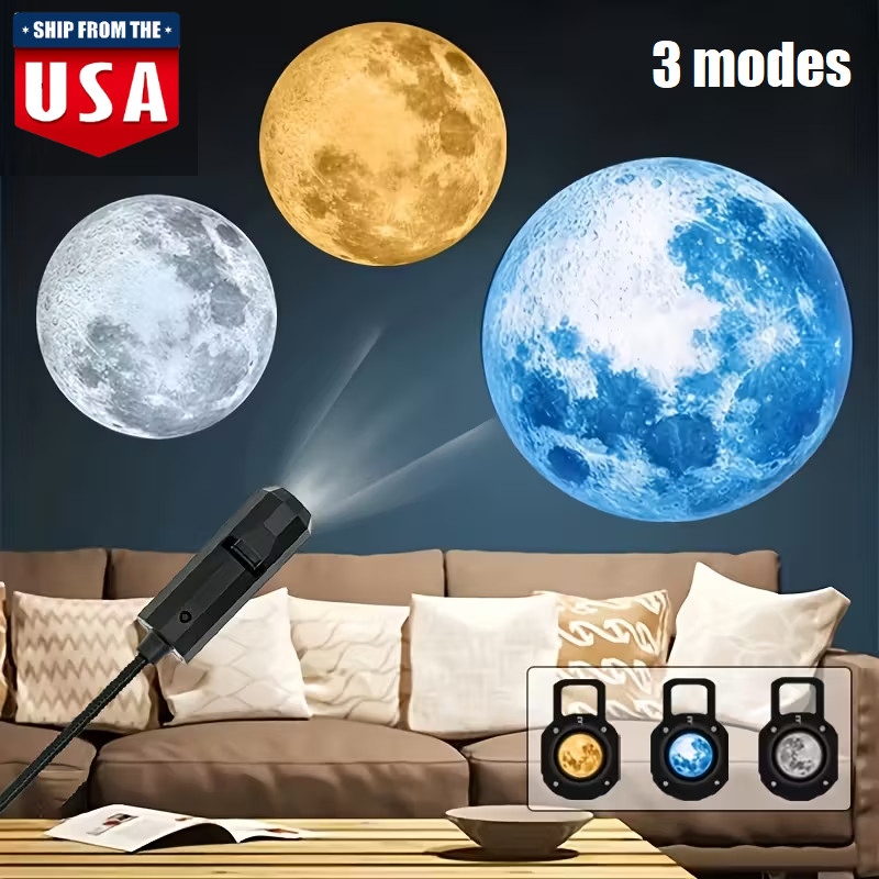 USB Moon Earth Projector Light Ceiling Night Lamp Home Atmosphere Decor Hot USA