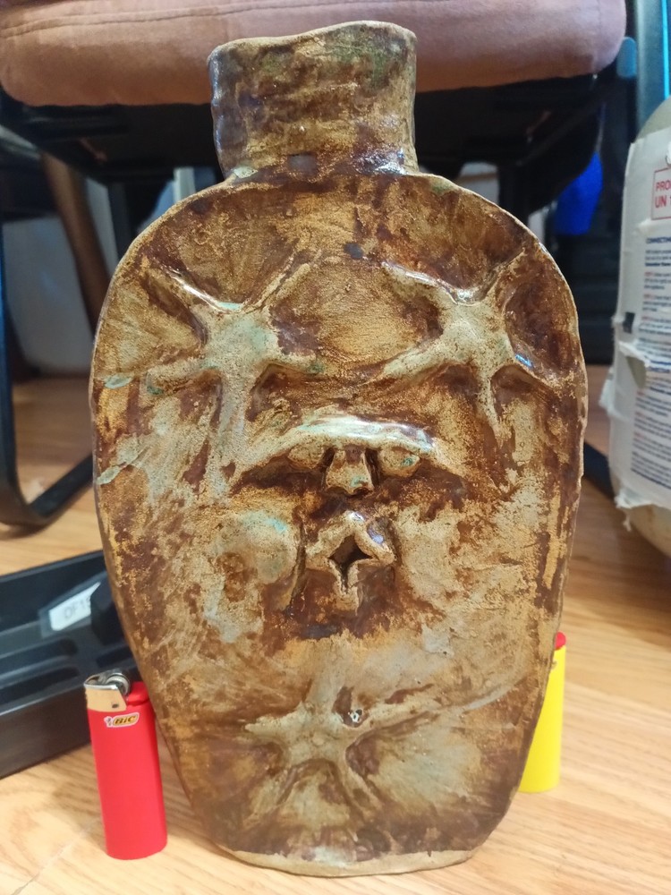Handmade ceramic ceremonial Ayahuasca Sun Flask