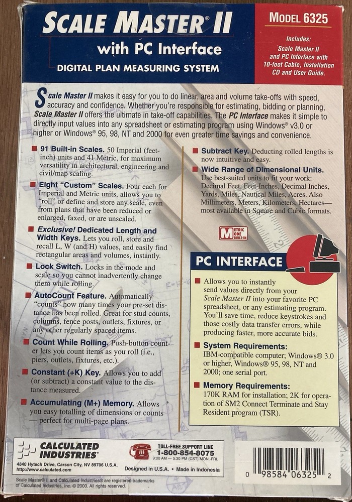 Scale Master II Digital Plan Measuring System with PC interface & Cable