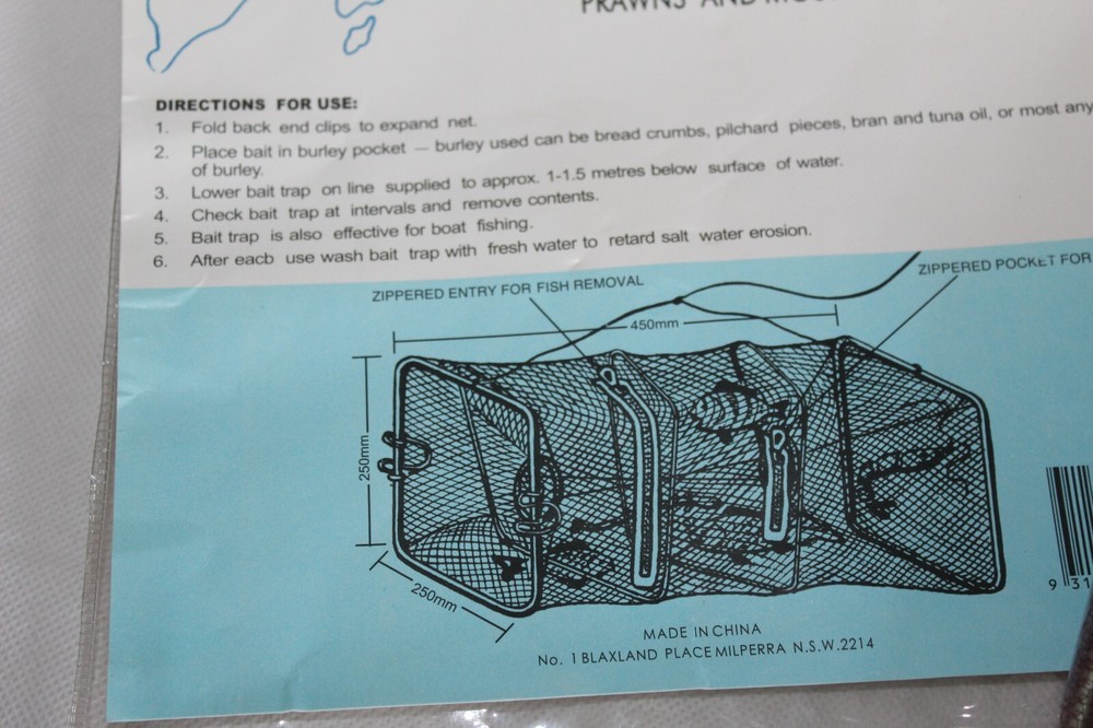 GANSEL AUSTRALIA BAIT FISH TRAP NEW UNUSED
