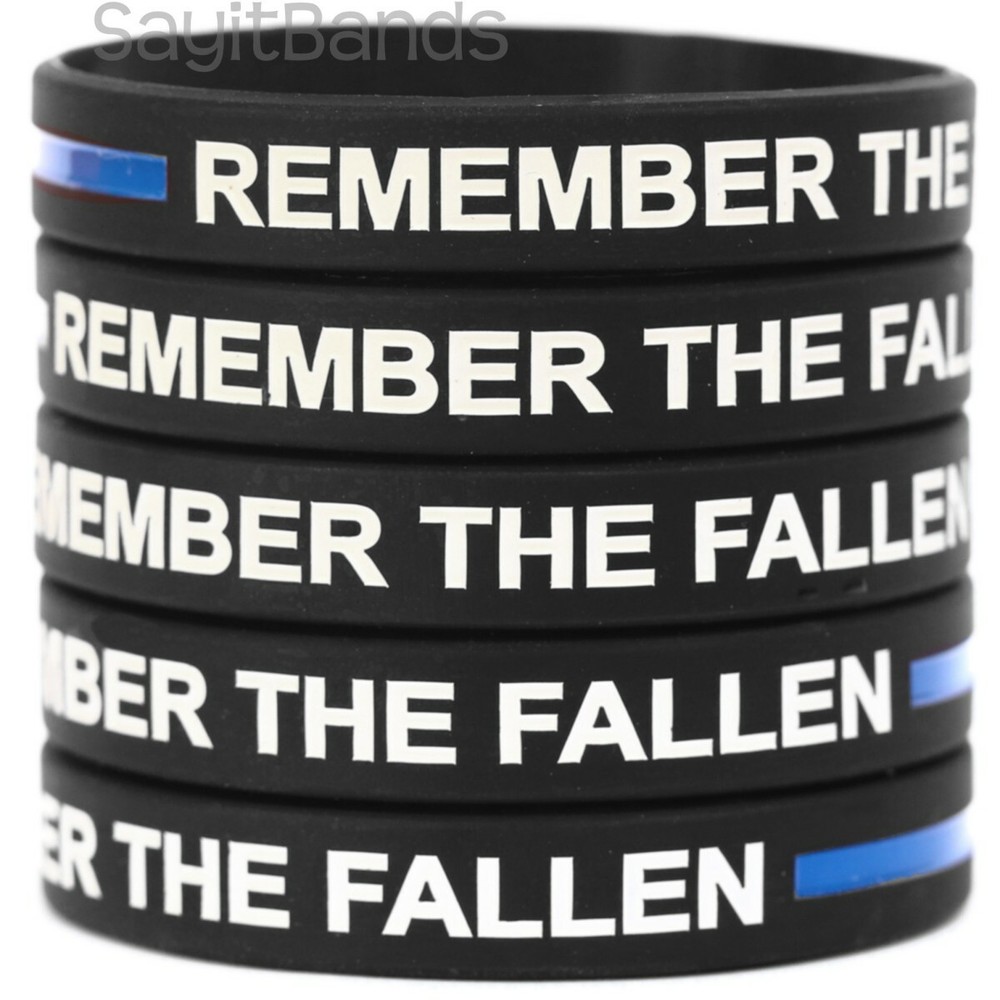 5 Bold Remember the Fallen Wristband Bracelets Featuring The Thin Blue Line