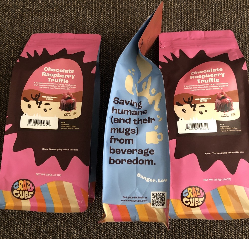 Crazy Cups / Chocolate Raspberry Truffle Flavored Ground Coffee/ 10 Oz/ 3 Pack