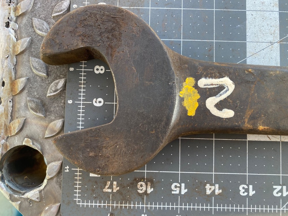 2-1/16" Single Open-End Wrench, (? co. # ? ) 19" long,