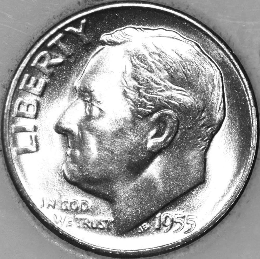 1955-S Roosevelt Dime Uncirculated BU 90% Silver