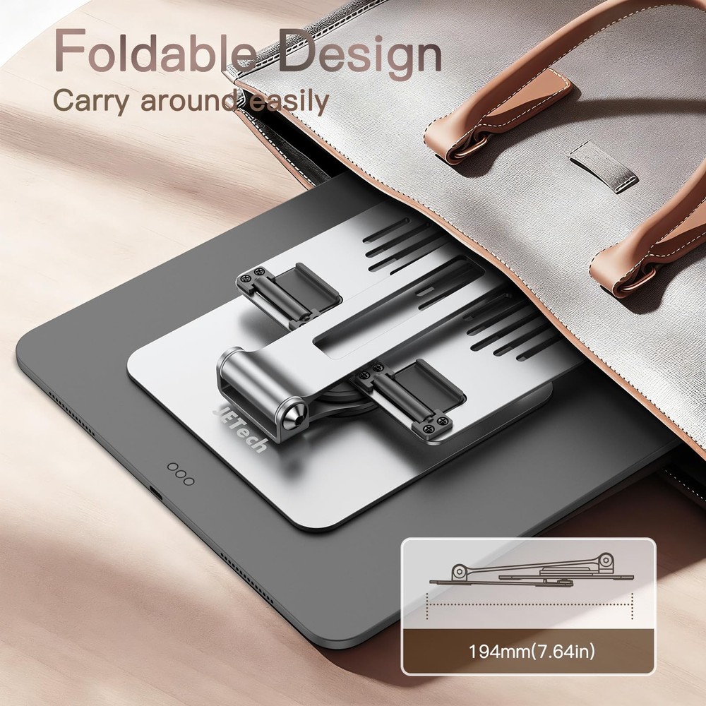 Tablet Stand, Adjustable Swivel Desktop Holder with 360 Degree Rotating Base,...