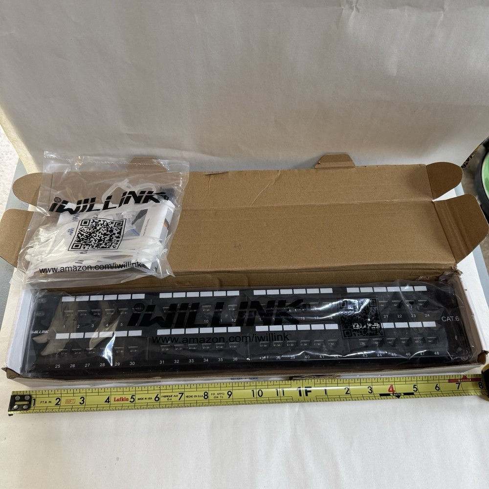 iwillink Rackmount or Wall Mount 19in Patch Panel Cat6 RJ45 Patch Panel 48 Port