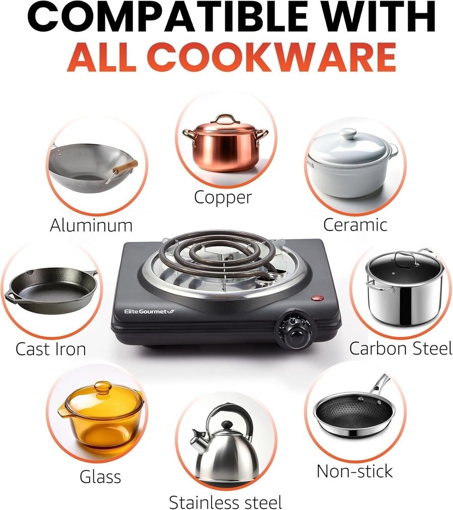 Compact and Efficient Single Coiled Burner - Perfect for Office and Camping