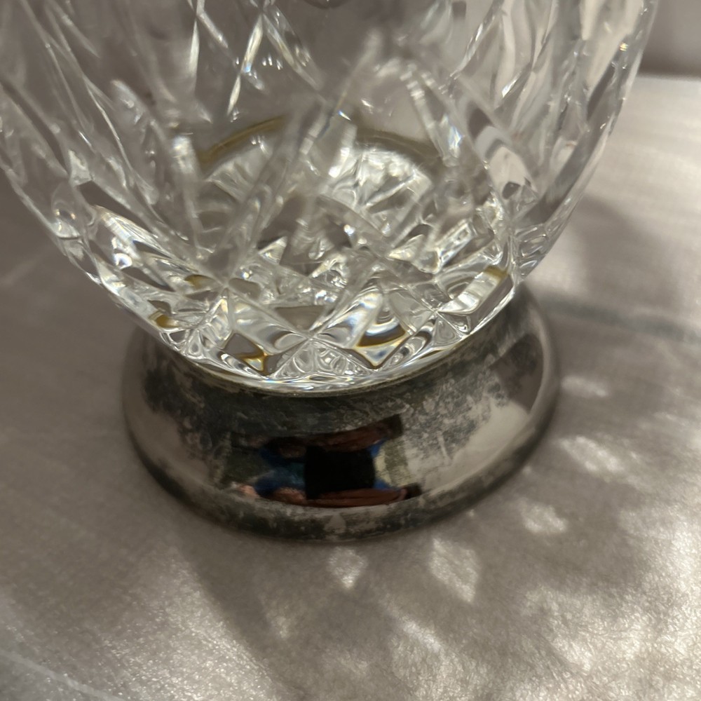 William Adams Crystal Pitcher With Silver Plated Base