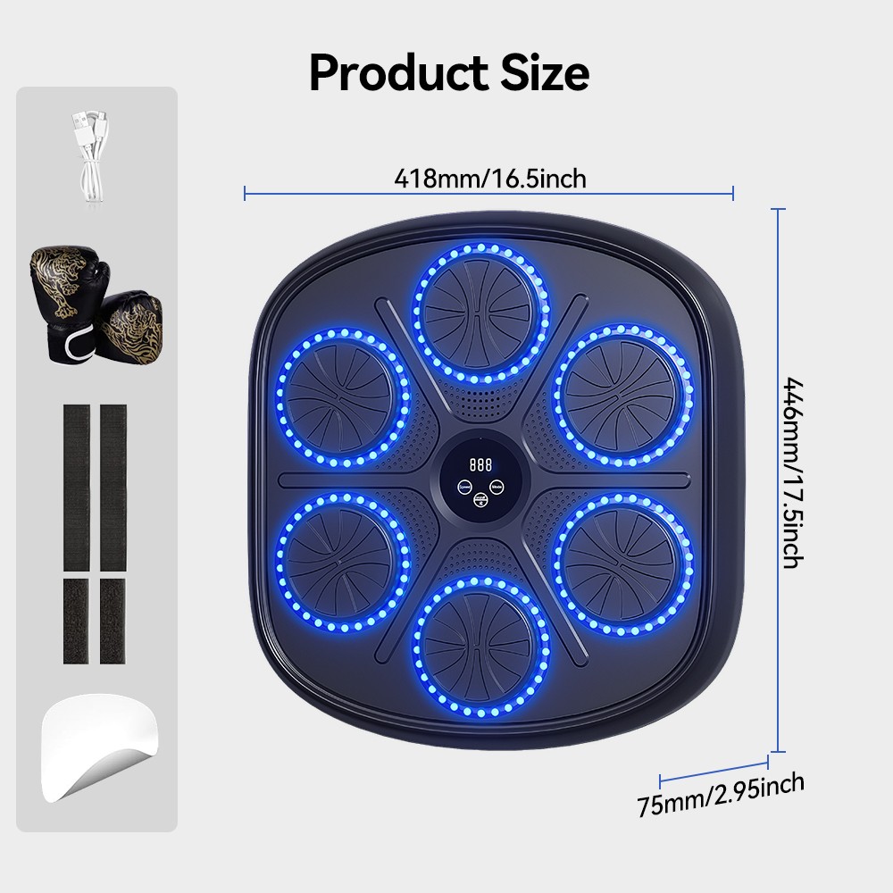 2024 Smart Music Boxing Machine Bluetooth Wall Target Training Exercise + Gloves
