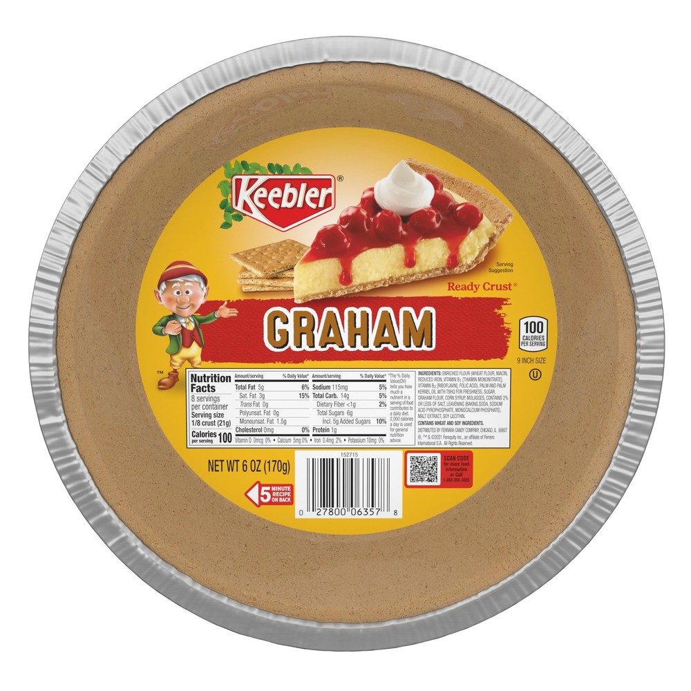 9-Inch Graham Cracker Pie Crusts, Premade for Baking  No-Bake, 12 Count