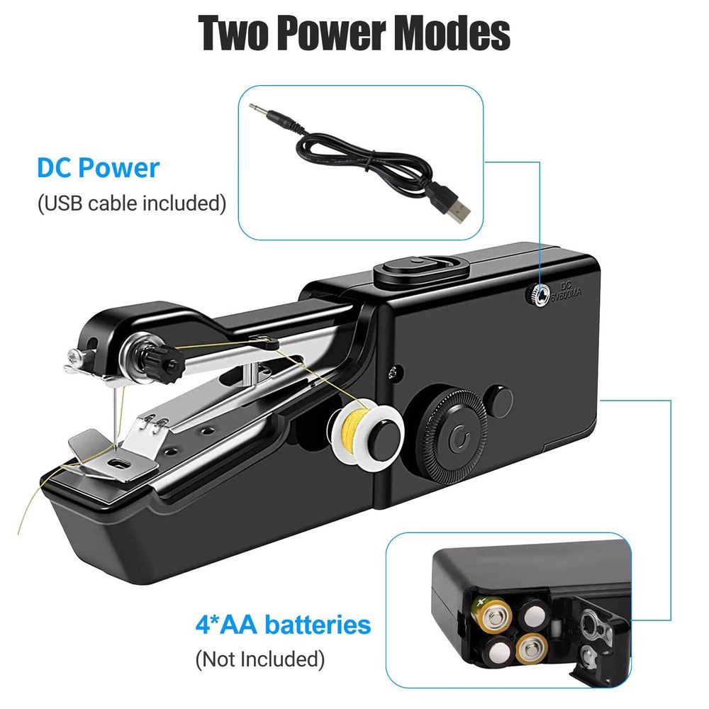 Handheld Mini Sewing Machine Stitch Electric Compact Tool w/ Sewing Accessories