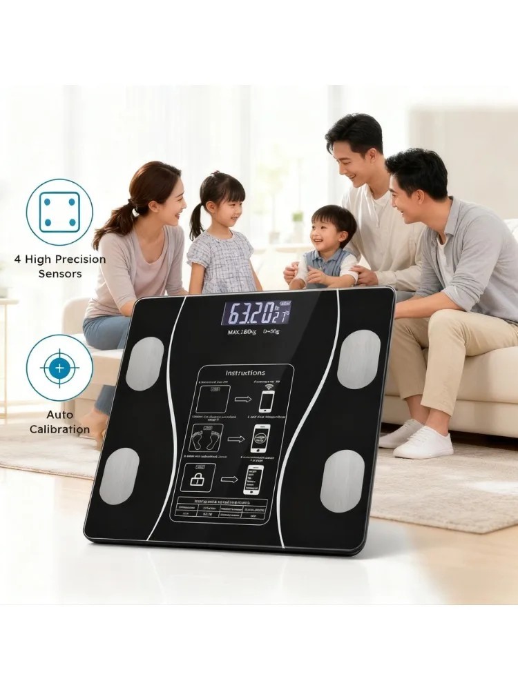 Smart Body Fat Scale Digital Bathroom Weight BMI Analyzer LCD USB Glass