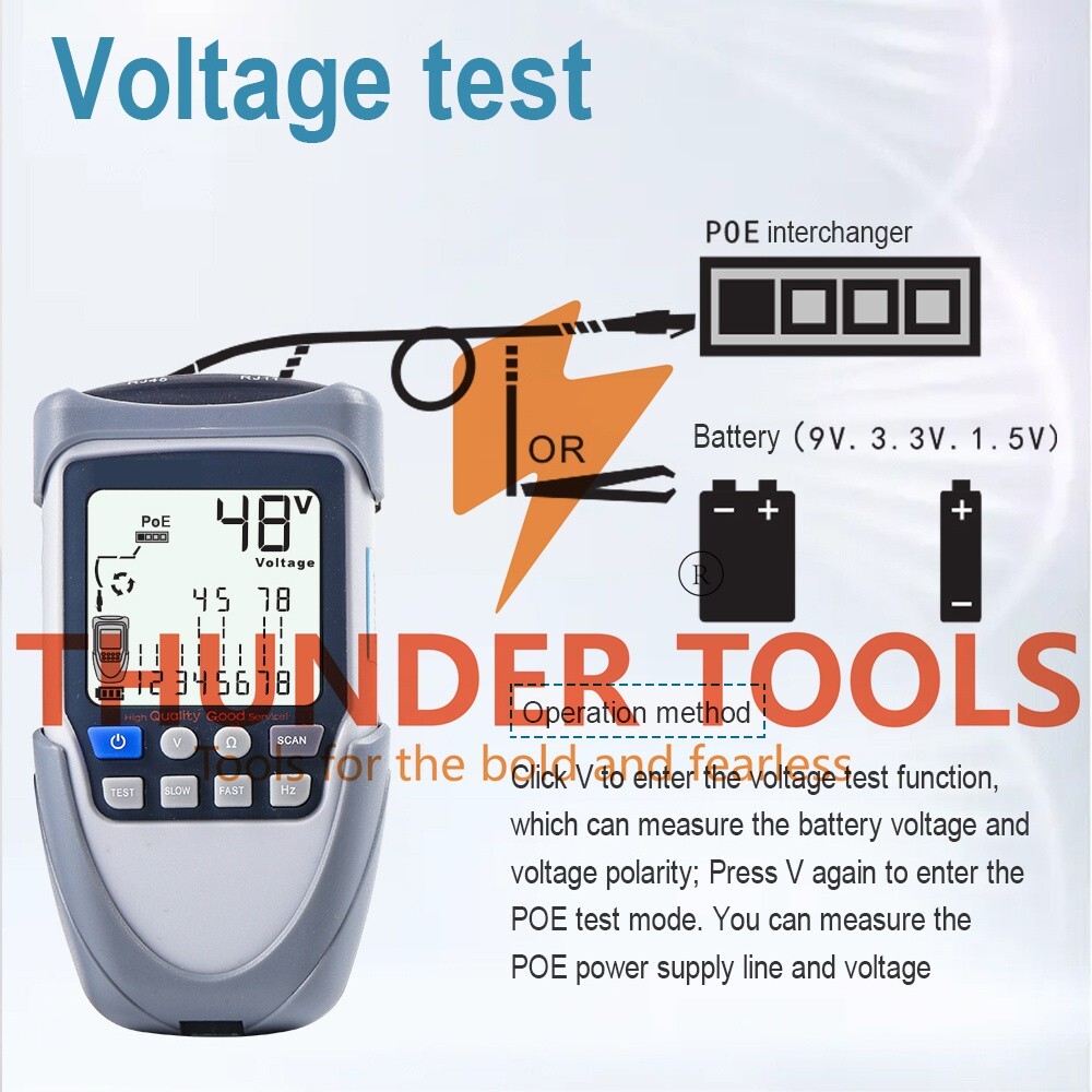 Thunder Tools Handheld Portable Network Cable Tester LCD Large Screen