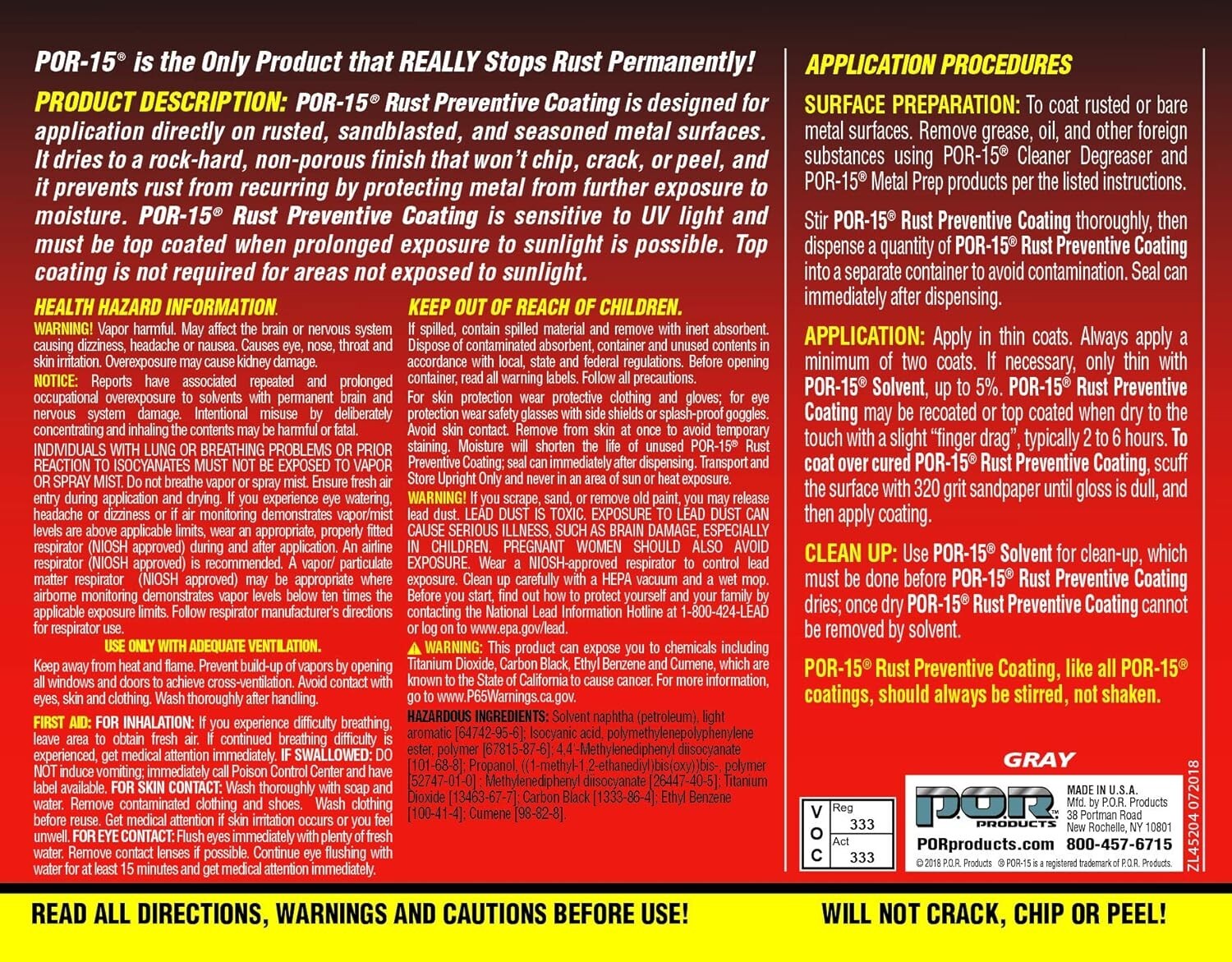 Por-15 45204 (RUST PREVENTATIVE GRAY COATING QUART)