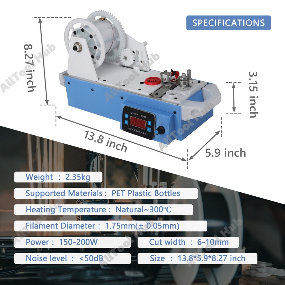 3D Printer Extruders Desktop Filament Maker Machine PET Plastic Bottles Recycle