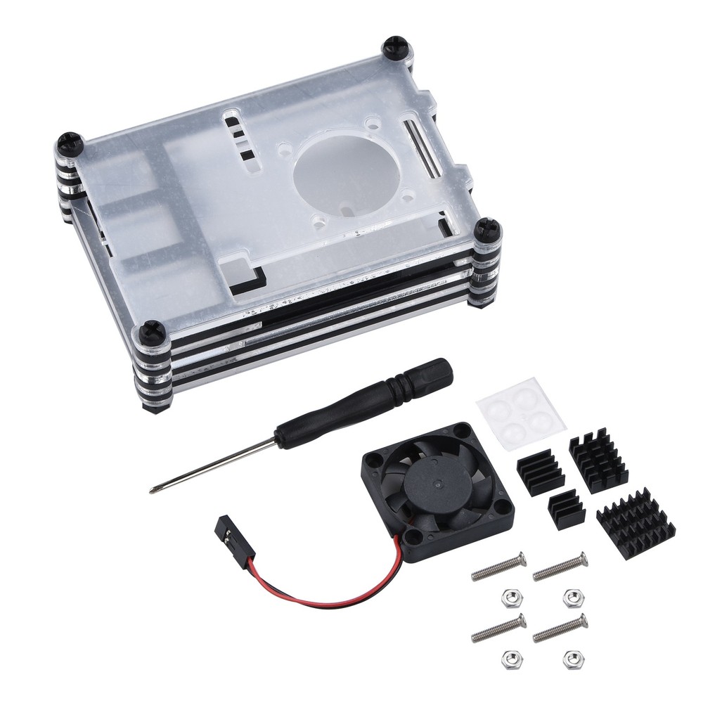 With Cooling Fan/Heatsink Acrylic Transparent Case Shell For Raspberry Pi 4B