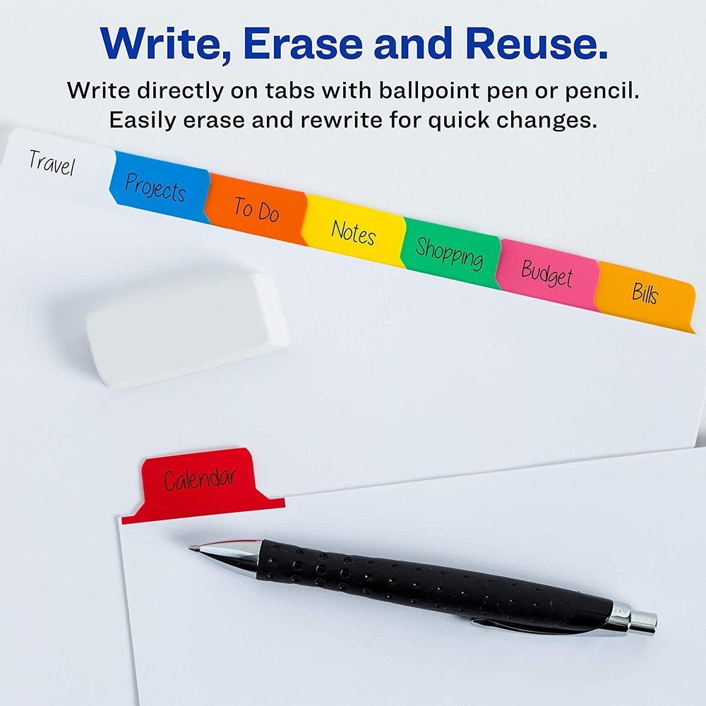 Avery Big Tab Write & Erase Dividers, 5 Multicolor Tabs, 1 Set (23076)