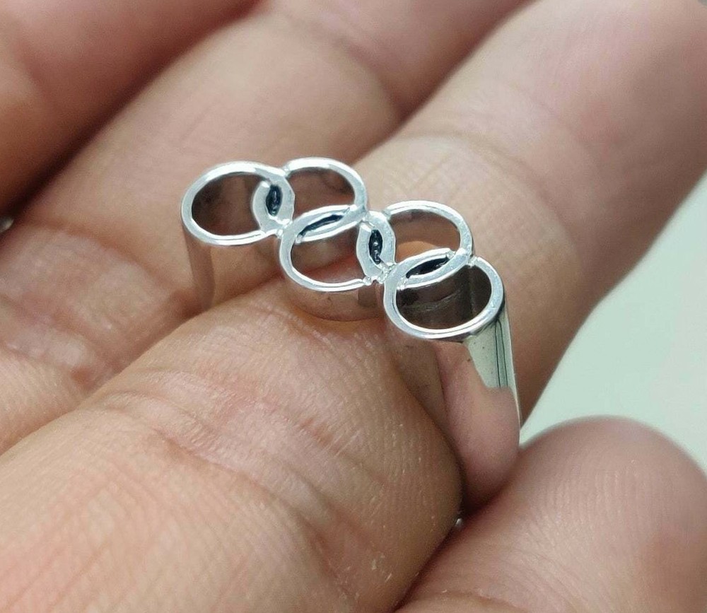 Fine Solid Metal Men's Olympic Ring 14k White Gold Plated Silver