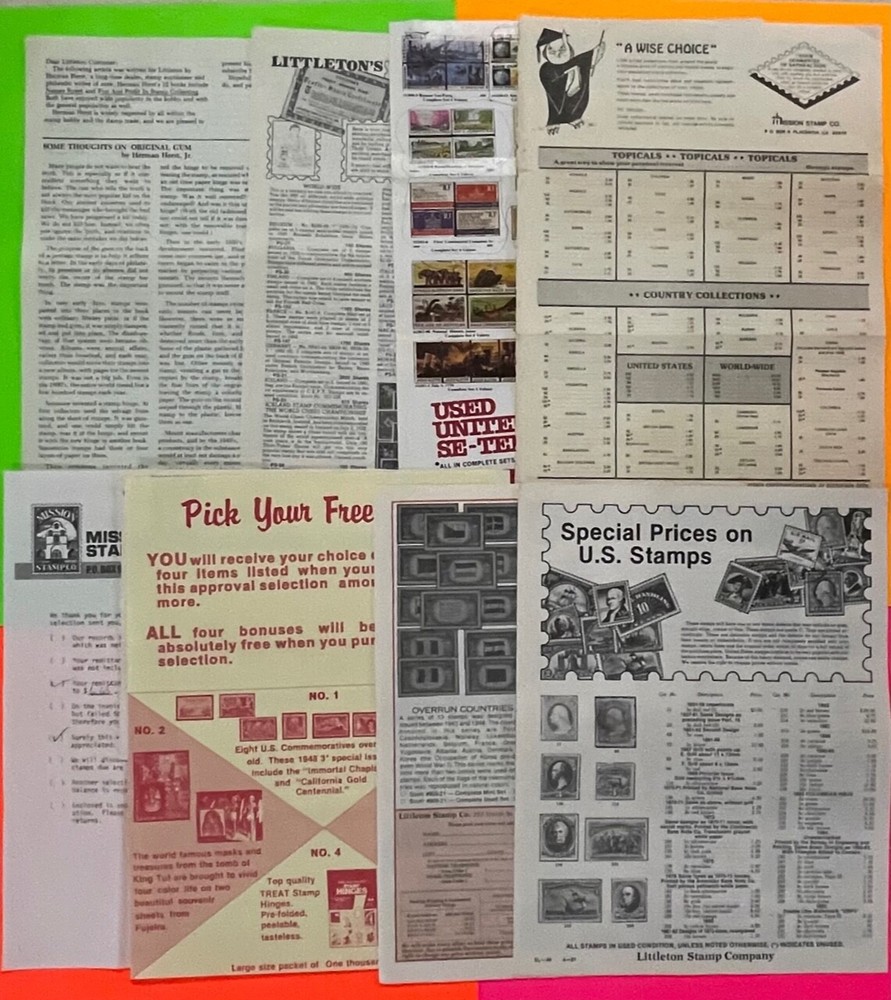 STAMP COMPANY CATALOGS FLYERS ORDER FORMS ETC NO MODERN ITEMS