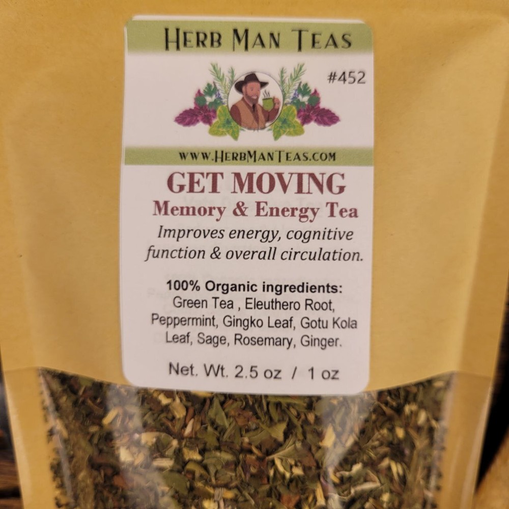 GET MOVING TEA -Memory & Energy Tea to improve focus, memory by master herbalist